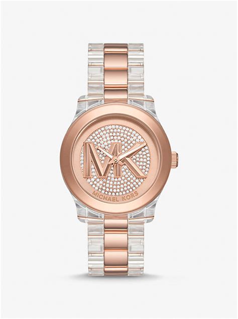 michael kors runway gold tone acetate watch|Runway Pavé Gold.